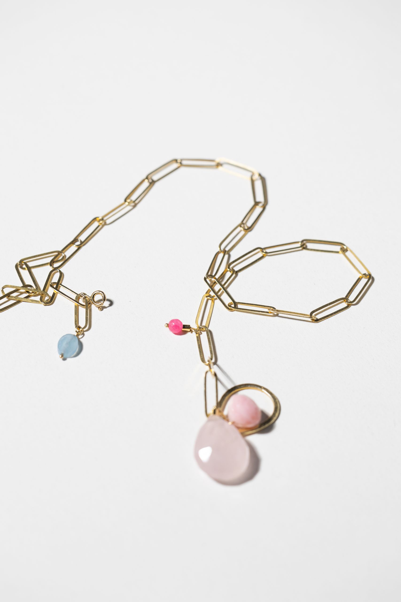 Necklace with jade, aquamarine and quartz with inclusion - Image 8