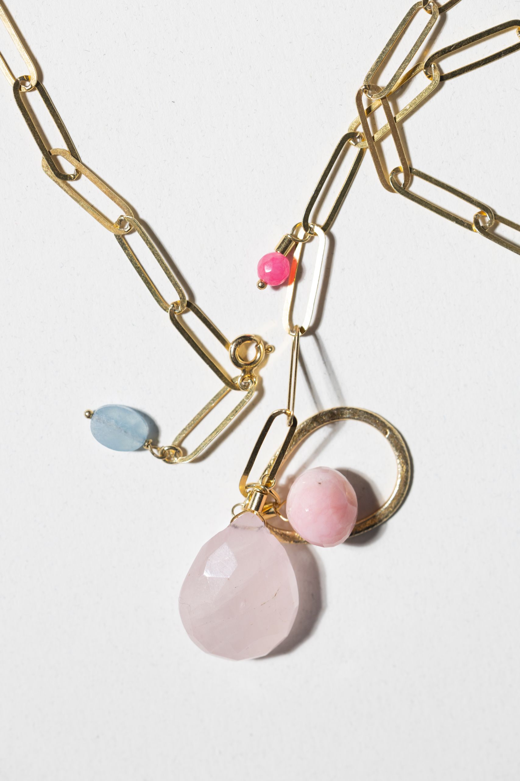 Necklace with jade, aquamarine and quartz with inclusion - Image 5