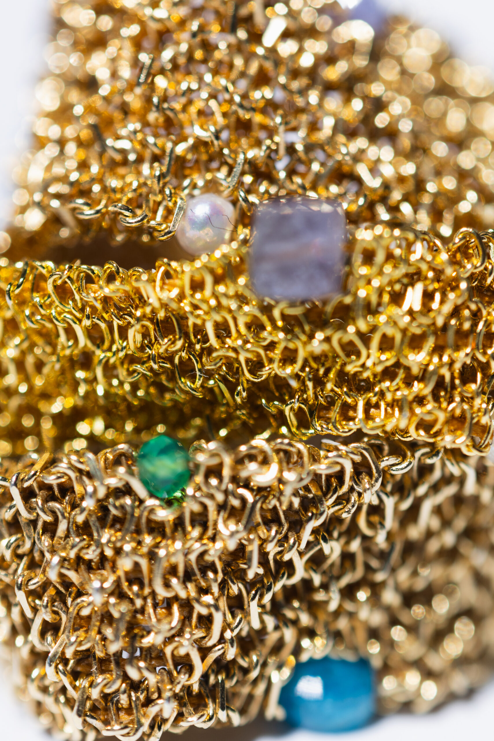 Pierścionek OH MESH! limited z tanzanitem i perłą słodkowodną - obrazek 4