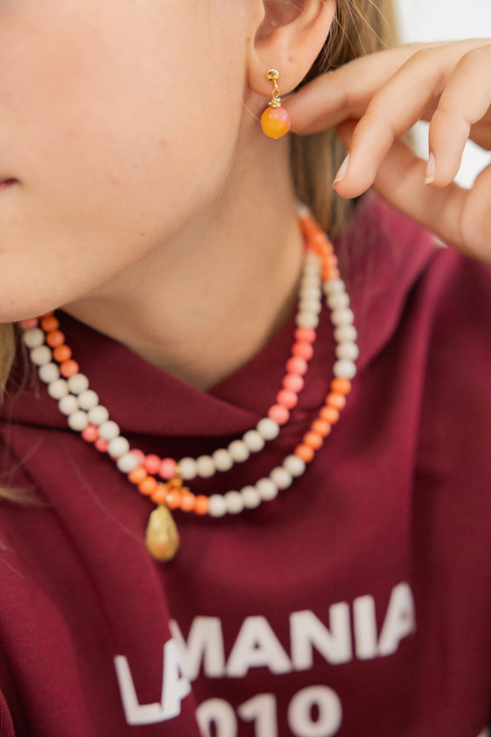 CANDY Sunlit Rose Jade Earrings - Image 2